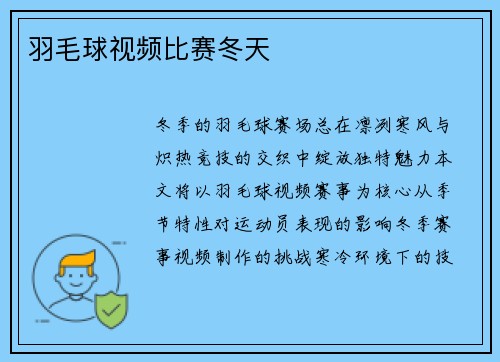 羽毛球视频比赛冬天